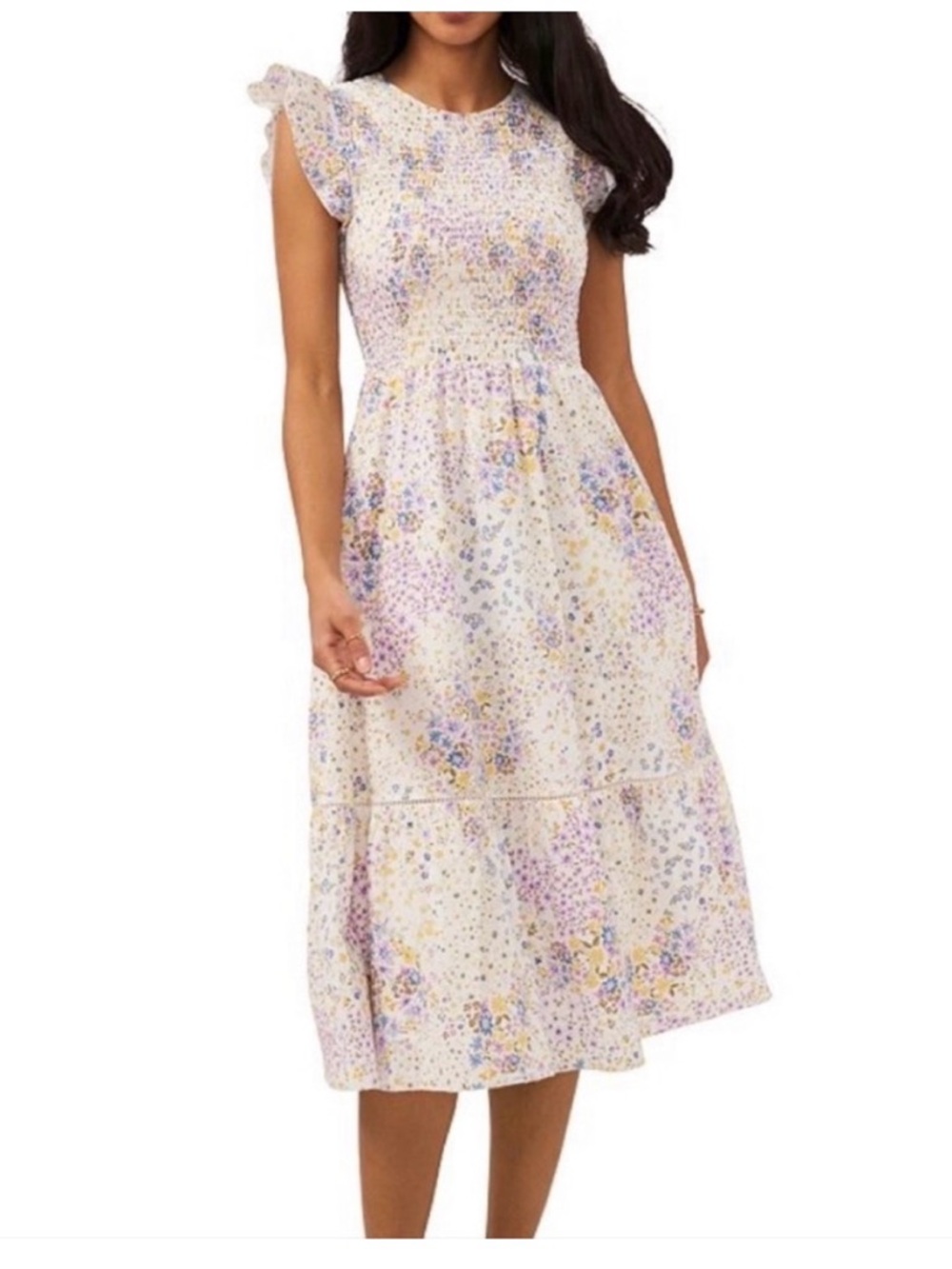 1. State floral smocked midi dress, size Small NWOT